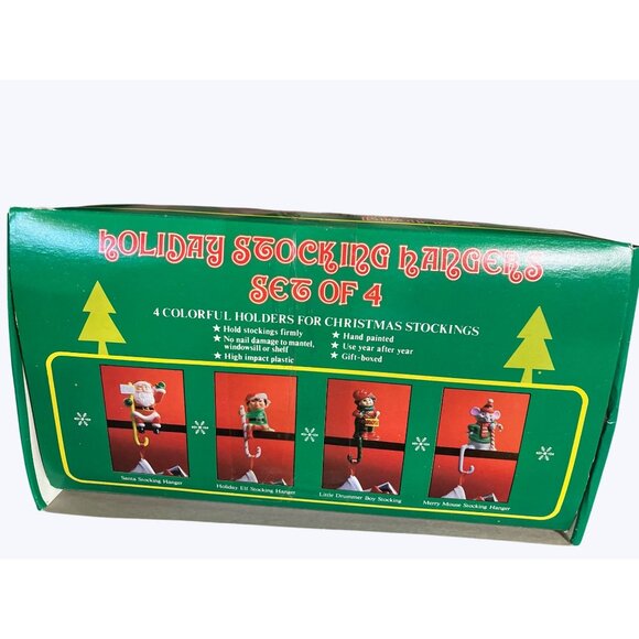 Holiday Stocking Hangers Set Of Four Vintage Plastic Hangers - Picture 1 of 15